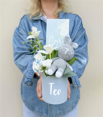İsme Özel Its a Boy Yenidoğan Bebek Tebrik Mini Aranjman