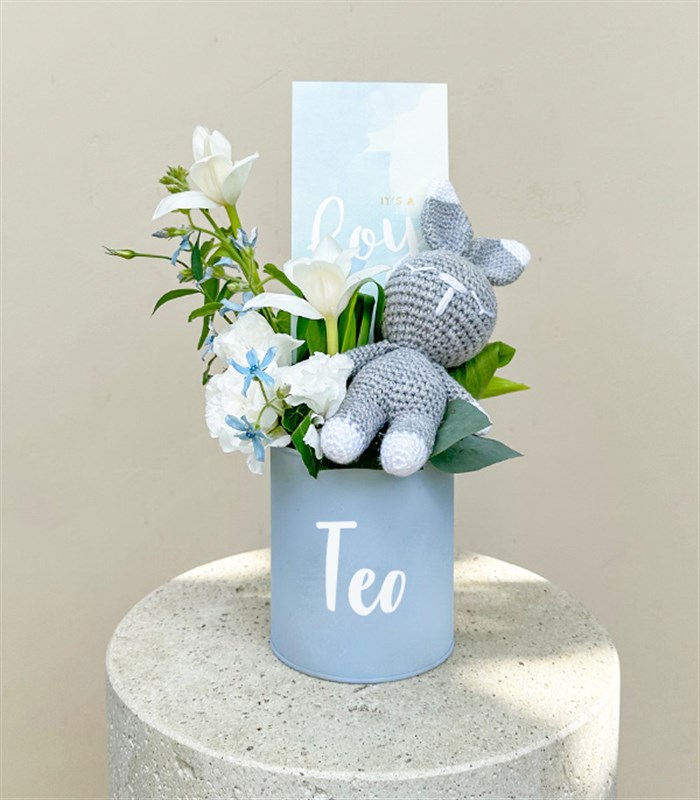 İsme Özel Its a Boy Yenidoğan Bebek Tebrik Mini Aranjman