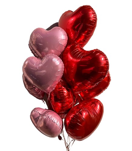 Uçan 10 Kalp Balon Seti Kırmızı Pembe