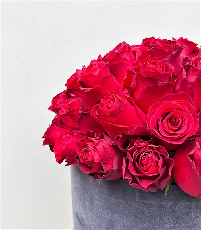 Rosalie Gri Grand Kutuda 51 Kırmızı Güller