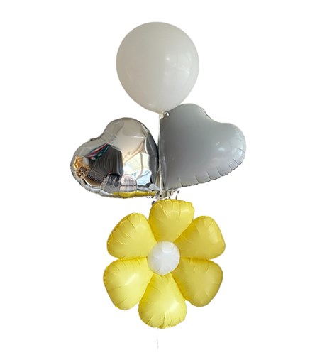 Sarı Papatya Kalp Uçan Balon Seti