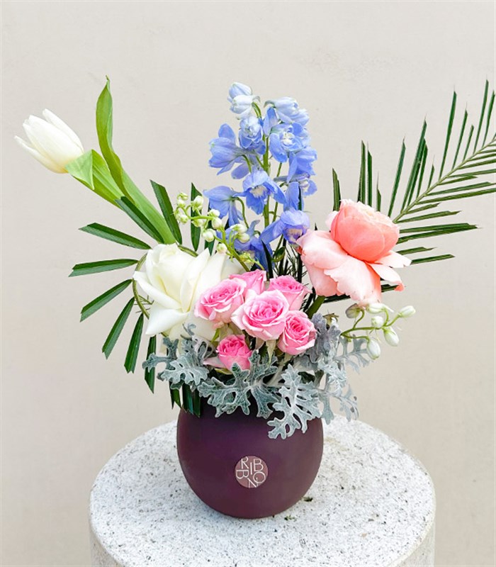 Simona Mini Seramik Vazoda Pastel Çiçekler