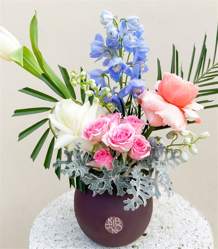 Simona Mini Seramik Vazoda Pastel Çiçekler