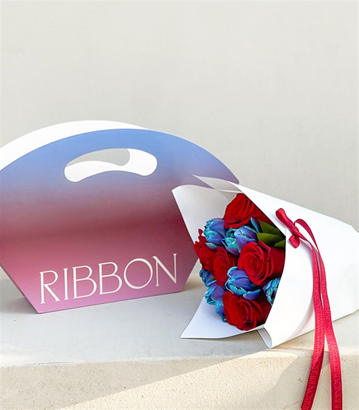 Sunset Lover Sky Çantada Kırmızı Gül Galaksi Lale