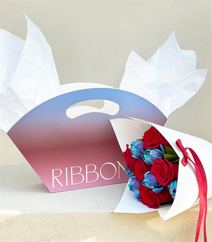 Sunset Lover Sky Çantada Kırmızı Gül Galaksi Lale