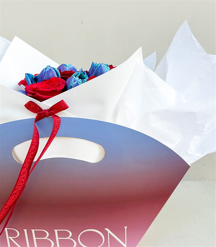 Sunset Lover Sky Çantada Kırmızı Gül Galaksi Lale