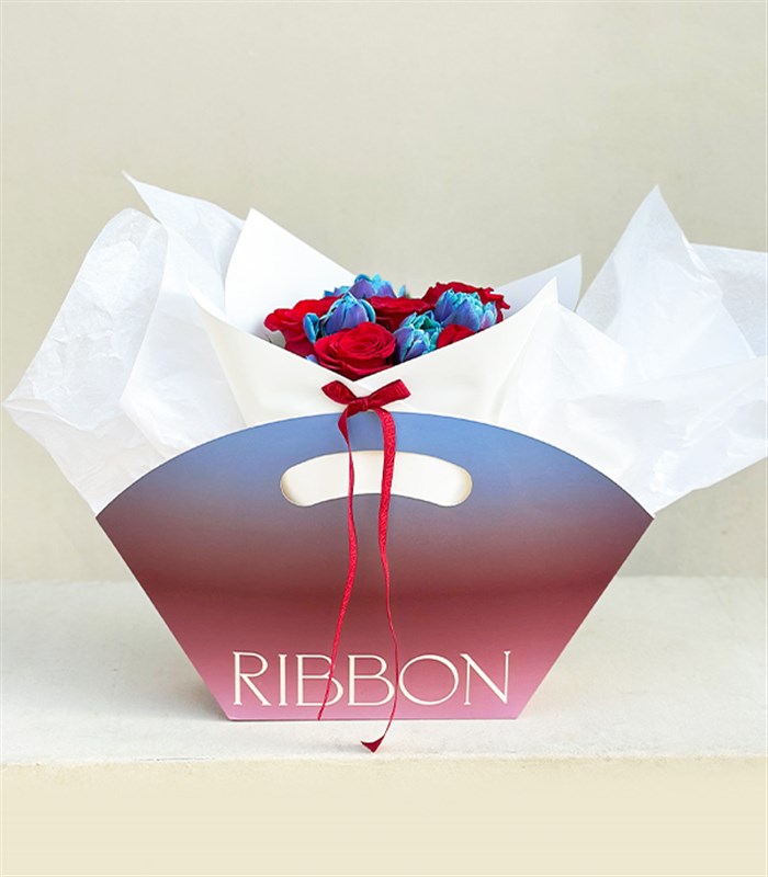 Sunset Lover Sky Çantada Kırmızı Gül Galaksi Lale