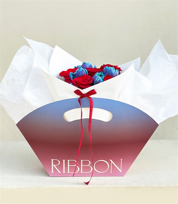 Sunset Lover Sky Çantada Kırmızı Gül Galaksi Lale