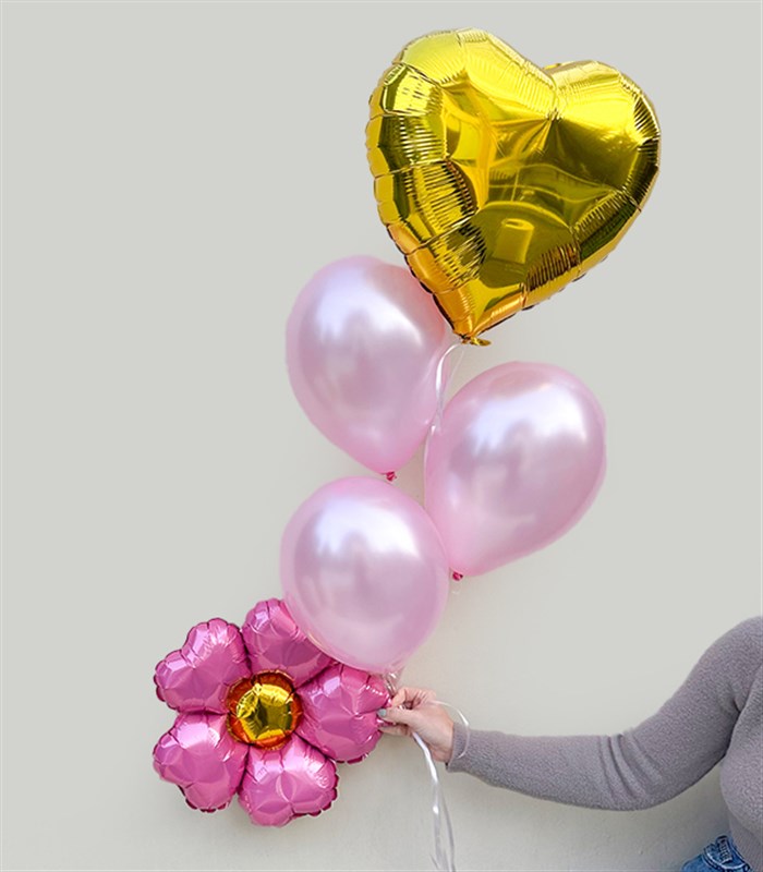 Pink Daisy Heart Balloon Set