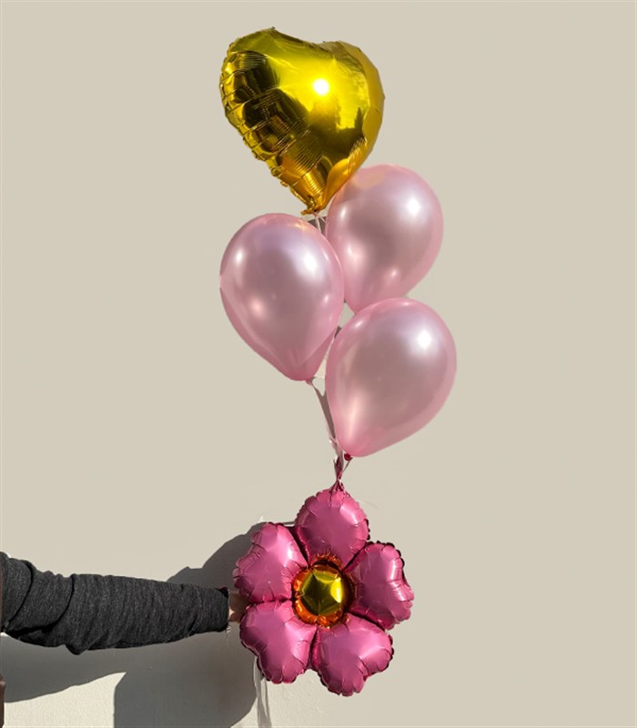 Pink Daisy Heart Balloon Set