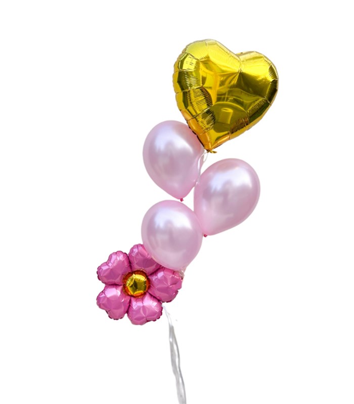 Pink Daisy Heart Balloon Set