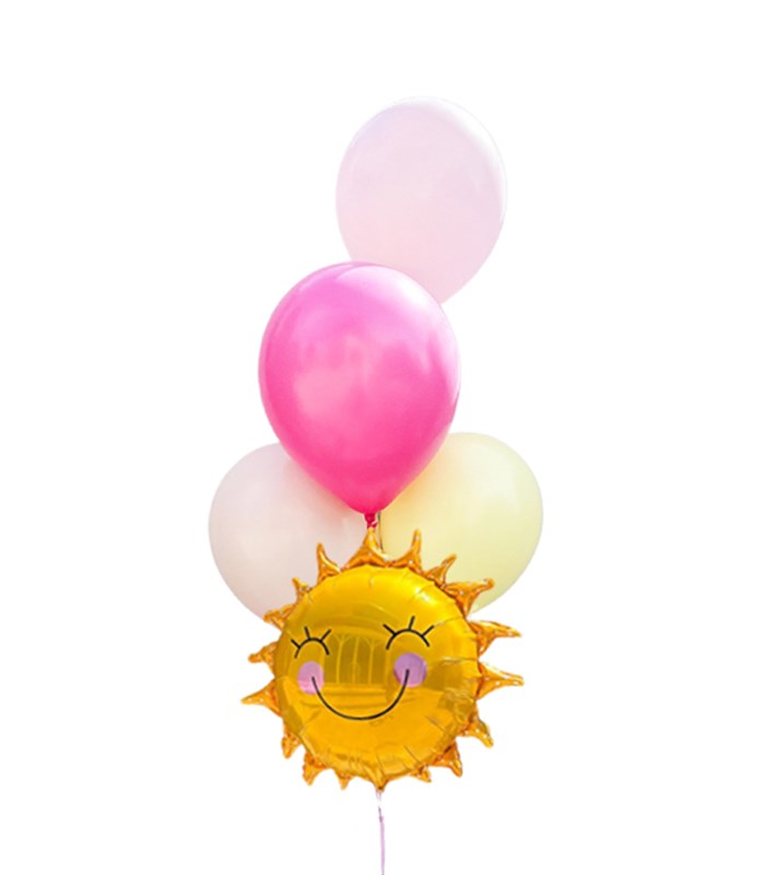 Gülümseyen Güneş Pastel 4 Uçan Balon Seti Pembe