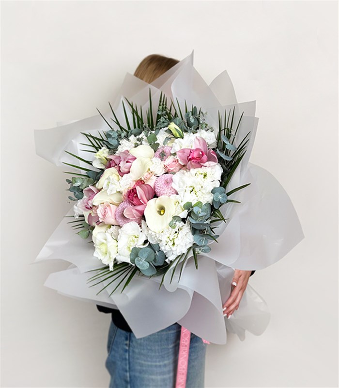 Deluxe Ailelerimiz Tanışıyor Söz Buketi Beyaz Gala Pembe Gül