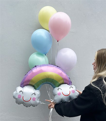 Gökkuşağı Renkli 5Li Uçan Balon Seti
