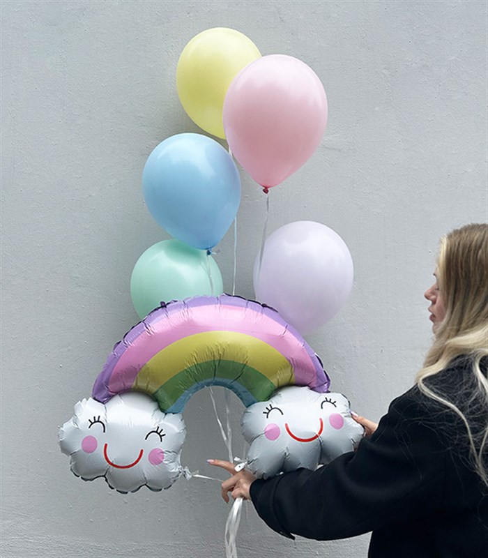 Rainbow Colored 5-Piece Flying Balloon Set
