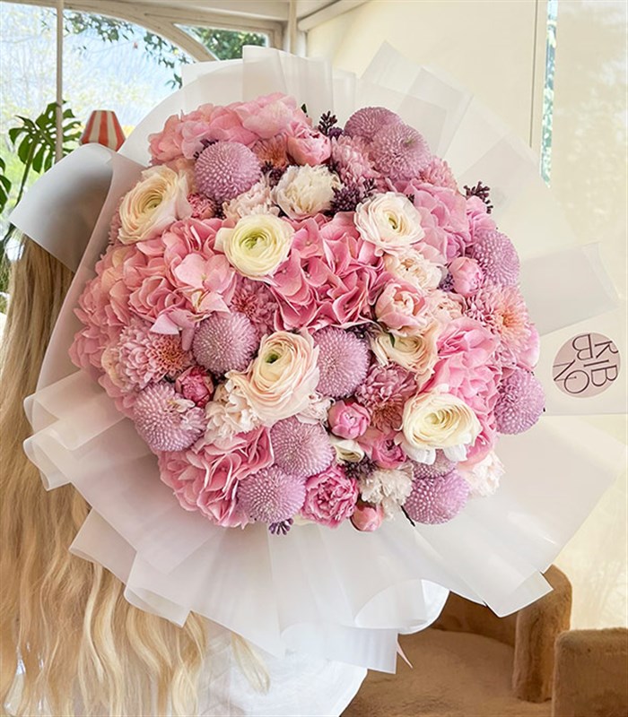 Grand Deluxe 21 Pudra Şakayık Ortanca Beyaz Gül İsteme Çiçeği