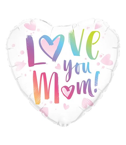 Love You Mom Kalp Anneler Günü Balon 45 cm