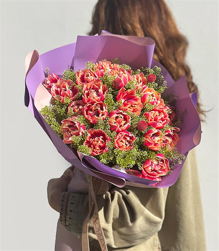 Cuore in Rosa Deluxe 21 Pembe Lale Buketi