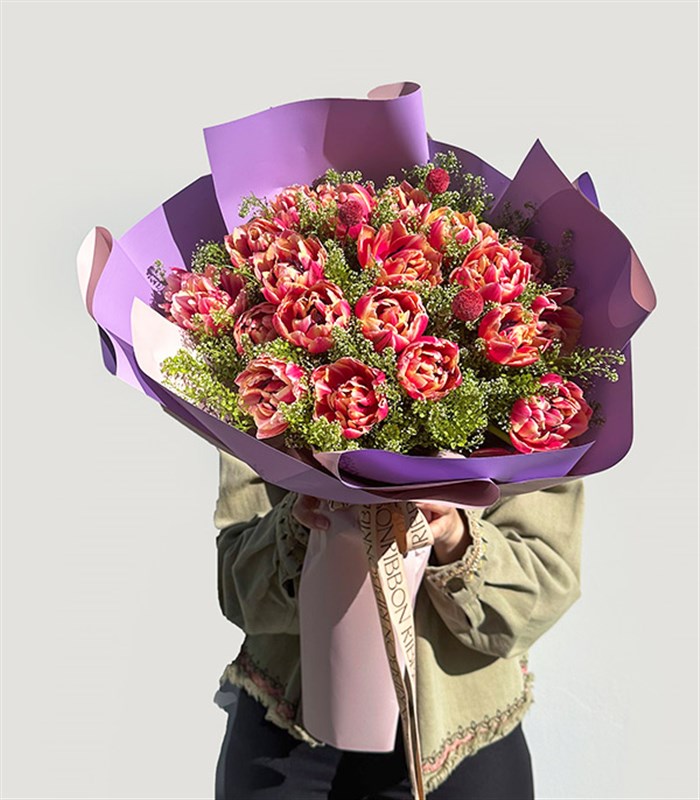 Cuore in Rosa Deluxe 21 Pembe Lale Buketi