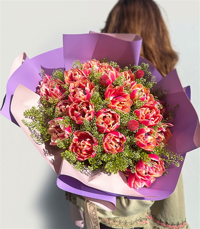 Cuore in Rosa Deluxe 21 Pembe Lale Buketi