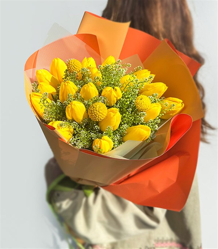 Giallo Deluxe 21 Sarı Lale Buketi