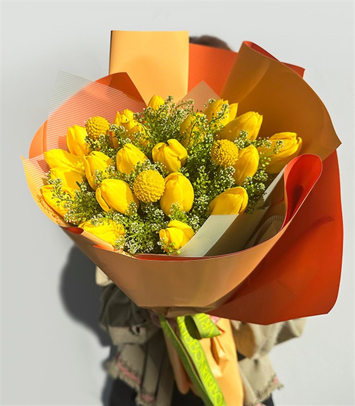 Giallo Deluxe 21 Sarı Lale Buketi