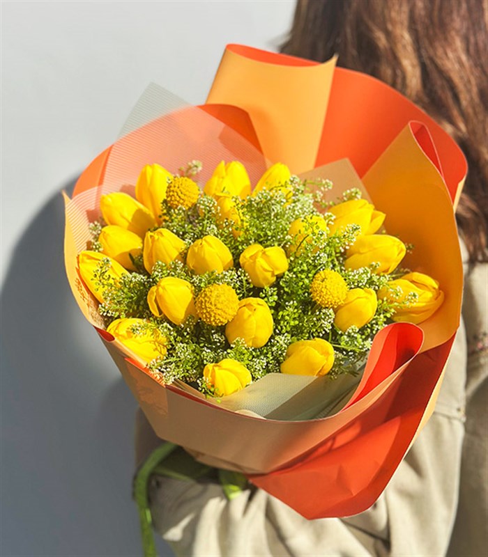 Giallo Deluxe 21 Sarı Lale Buketi