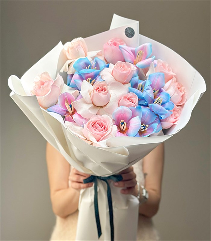 Dreamette Pembe Gül Unicorn Lale Buketi