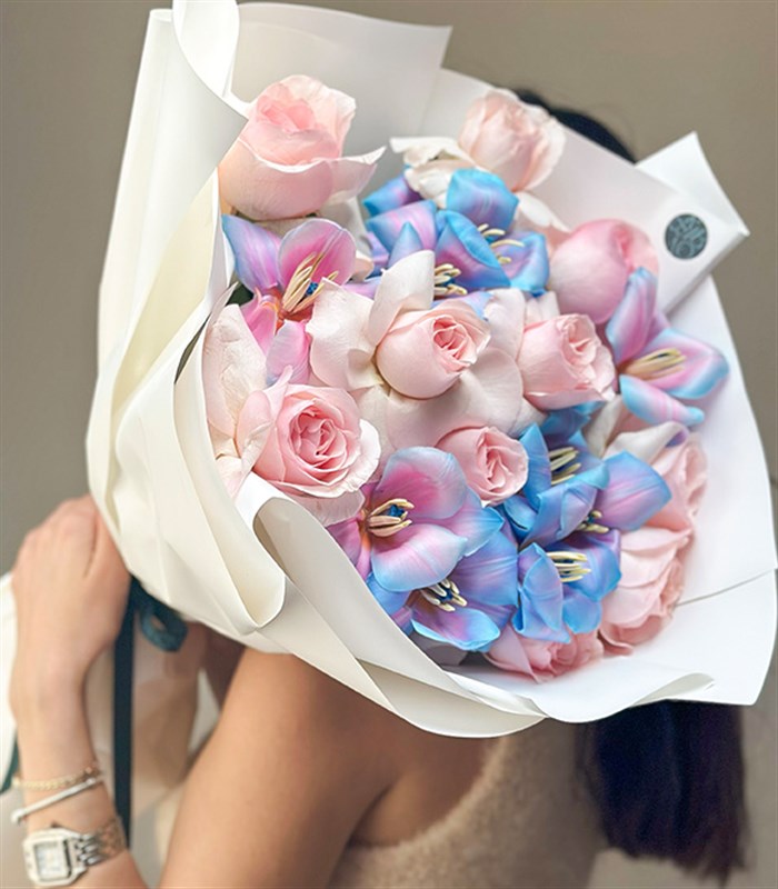 Dreamette Pembe Gül Unicorn Lale Buketi