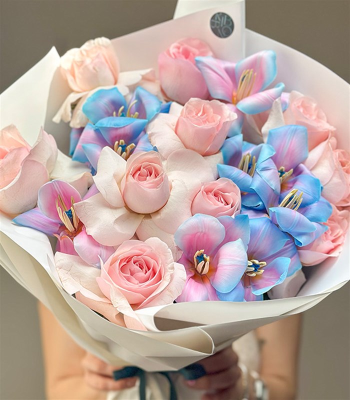 Dreamette Pembe Gül Unicorn Lale Buketi