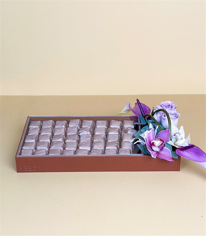 Lila Royal Deluxe Deri Tepside 80Li Çikolata Tepsisi