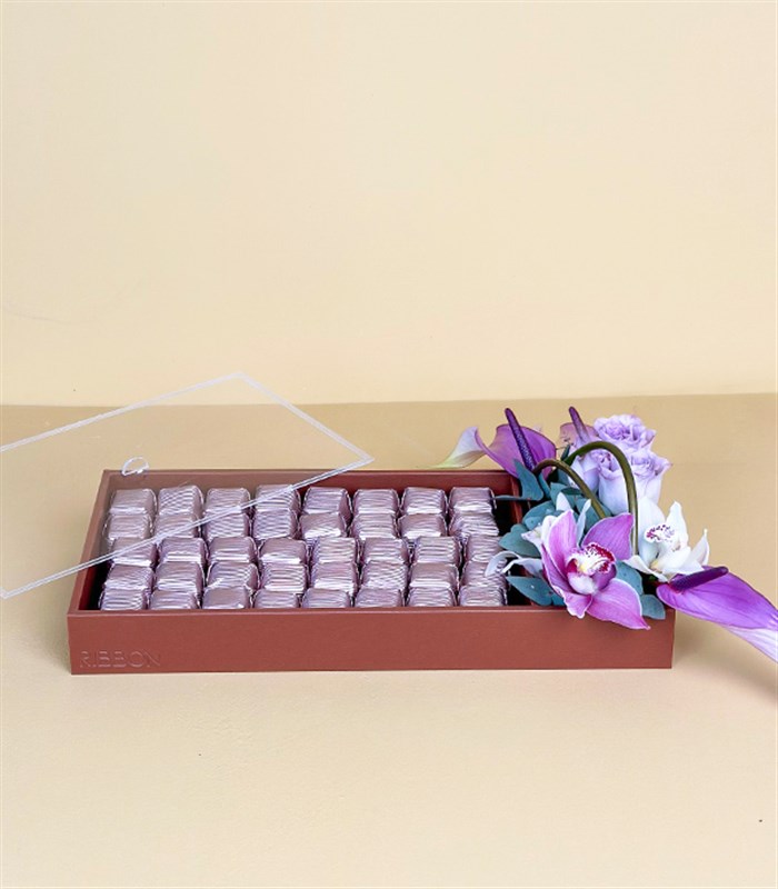 Lila Royal Deluxe Deri Tepside 80Li Çikolata Tepsisi