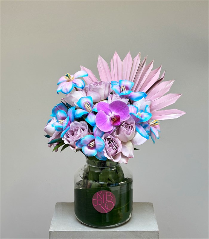 Mirage Deluxe Unicorn Lale Lila Gül Vazo Aranjman