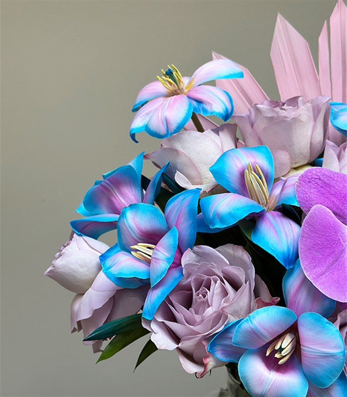 Mirage Deluxe Unicorn Lale Lila Gül Vazo Aranjman