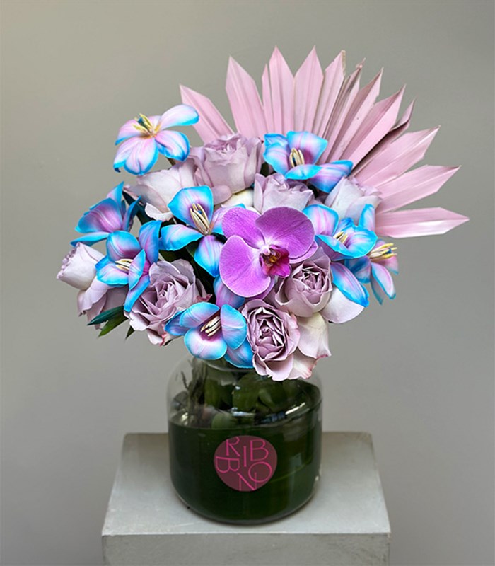 Mirage Deluxe Unicorn Lale Lila Gül Vazo Aranjman