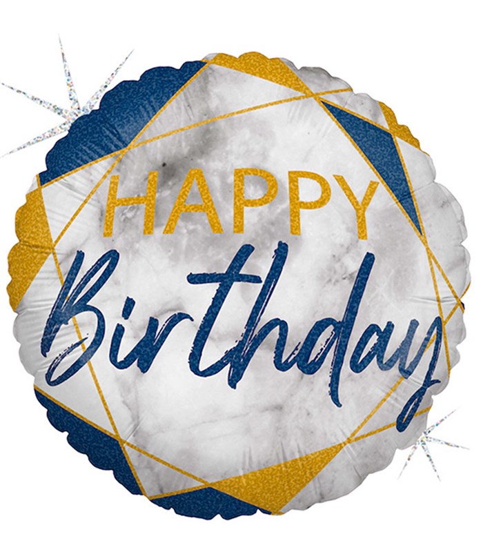 Mavi Gold Happy Birthday Uçan Balon 45 cm
