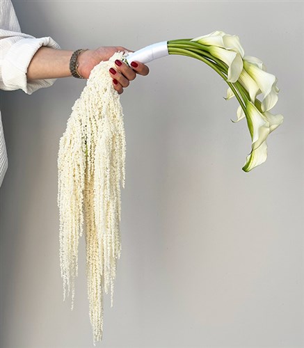 White Calla Amaranthus Bridal Bouquet