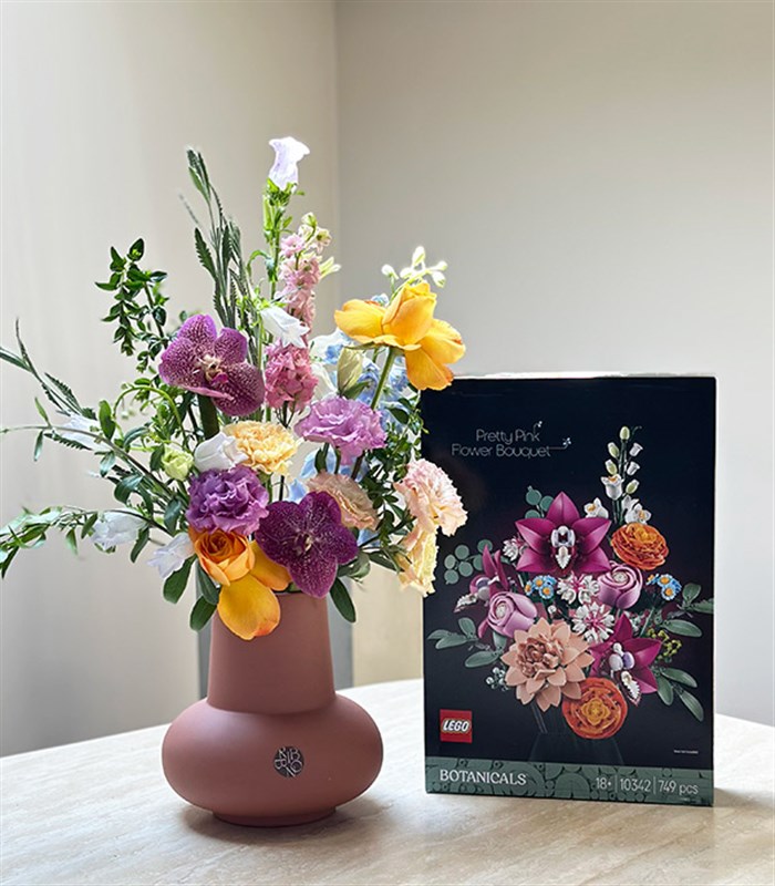 LEGO Pretty Pink Mocha Mousse Seramik Vazoda Aranjman Hediye Seti