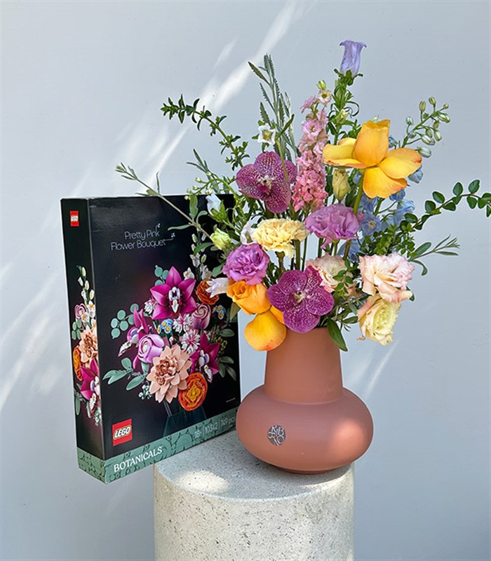 LEGO Pretty Pink Mocha Mousse Seramik Vazoda Aranjman Hediye Seti