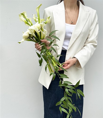 White Peony Calla Lily Bridal Bouquet