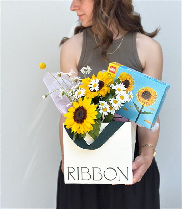 LEGO Sunflower Aqua Green Glass Vase Arrangement Gift Set