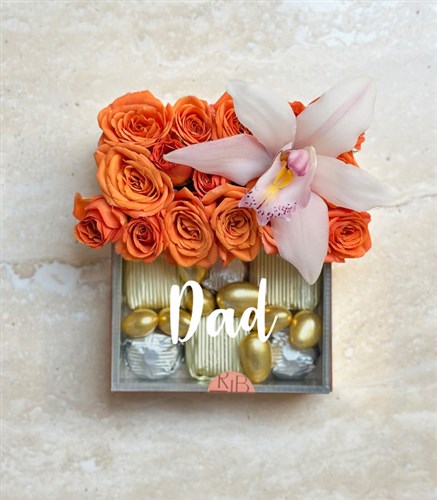 Dad Turuncu Çiçekli Babalar Günü Tiny Çikolata