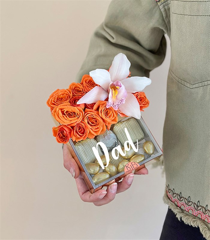 Dad Turuncu Çiçekli Babalar Günü Tiny Çikolata