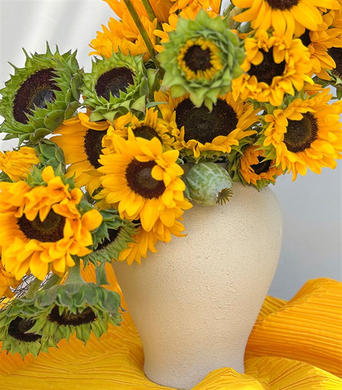 Sunflowers Seramik Vazoda Deluxe Ayçiçekleri Aranjmanı