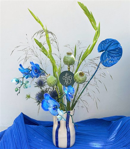 Azure Affair Blue Summer Arrangement in Handmade Ceramic Vase