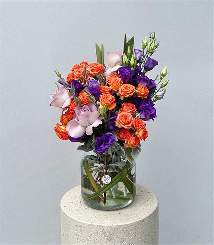 Marta Turuncu Mor Vazo Aranjman