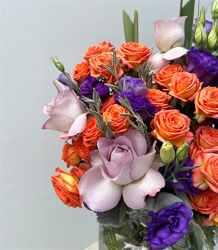 Marta Turuncu Mor Vazo Aranjman