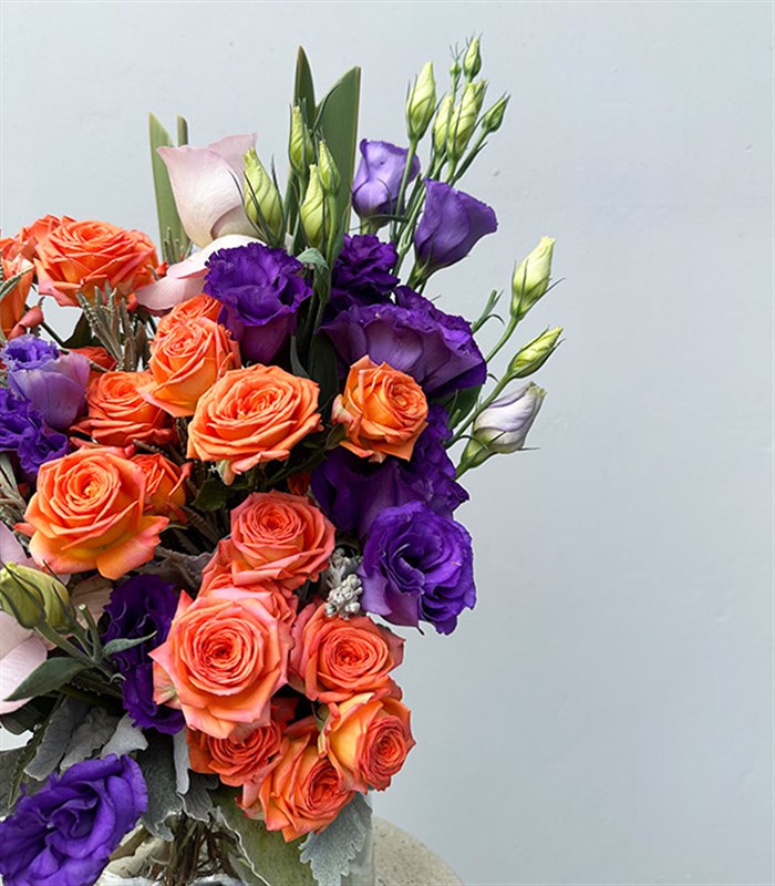 Marta Turuncu Mor Vazo Aranjman