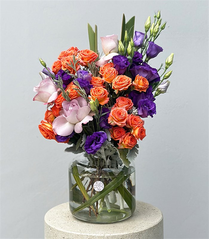 Marta Turuncu Mor Vazo Aranjman