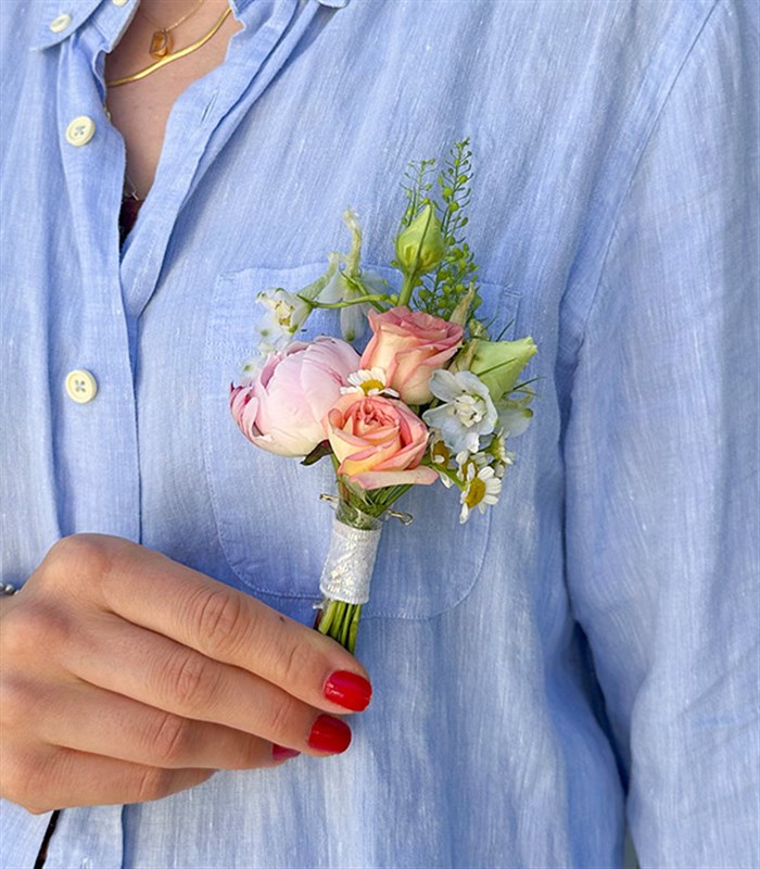 Aloura Lucas Şakayık Gül Lucas Gelin Buketi Damat Yaka Çiçeği Seti